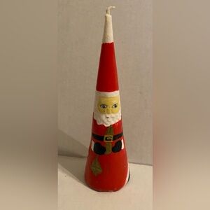 VTG Cone Santa Claus Kris Kringle Christmas Wax Candle Holiday Decor 7 in